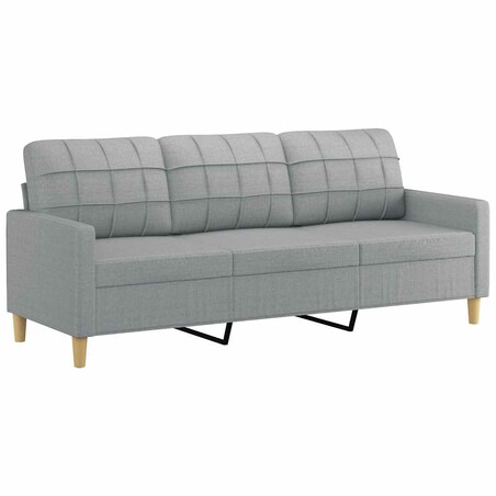 vidaXL Sofa 3-osobowa, jasnoszara, 180 cm, tapicerowana tkaniną