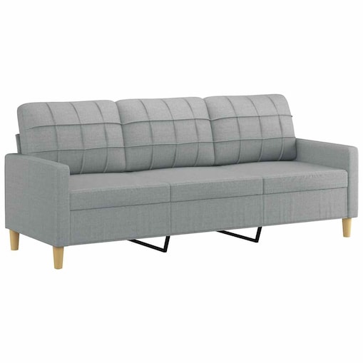 vidaXL Sofa 3-osobowa, jasnoszara, 180 cm, tapicerowana tkaniną