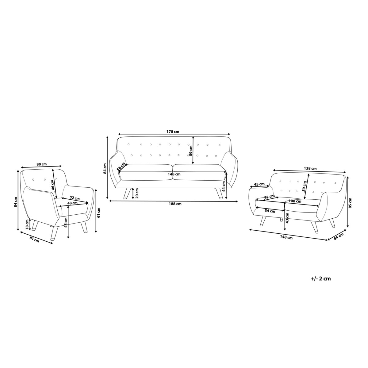 Komplet wypoczynkowy welurowy 6-osobowy szary BODO