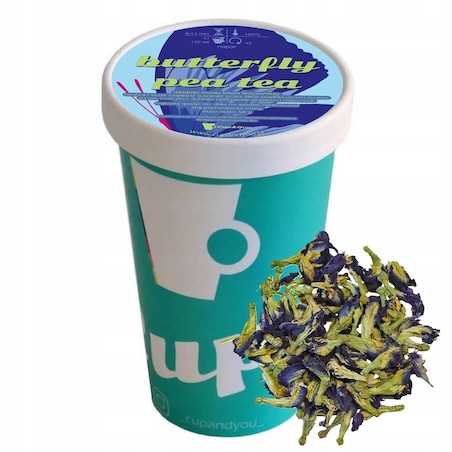 HERBATA NIEBIESKA - Butterfly Pea Tea napar kwiaty klitorii ternateńskiej BLUE TEA - Doskonała na ciepło, jako mrożona herbata lub naturalny barwnik do napojów i wypieków