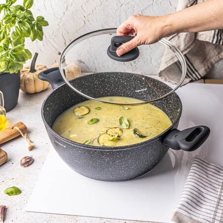 Garnek z powłoką marmurową czarny indukcja gaz 28cm 5.7L KLAUSBERG
