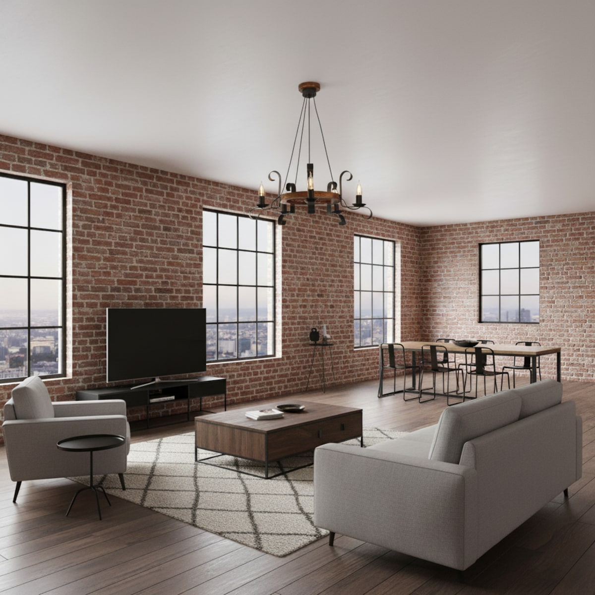drewniana lampa wisząca 5 punktowa edylit loft retro