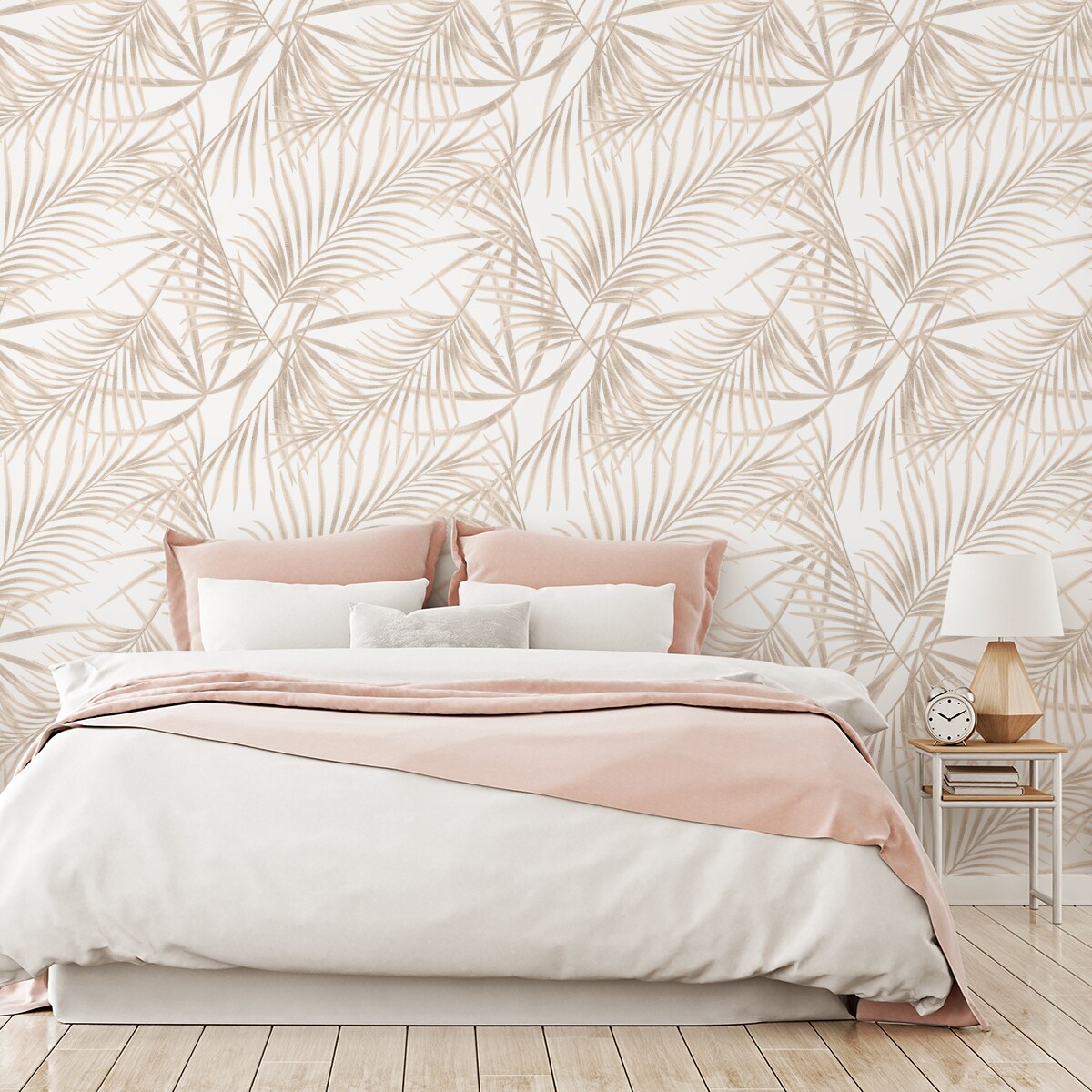 Tapeta Beżowe LIŚCIE Palmy Rośliny Natura