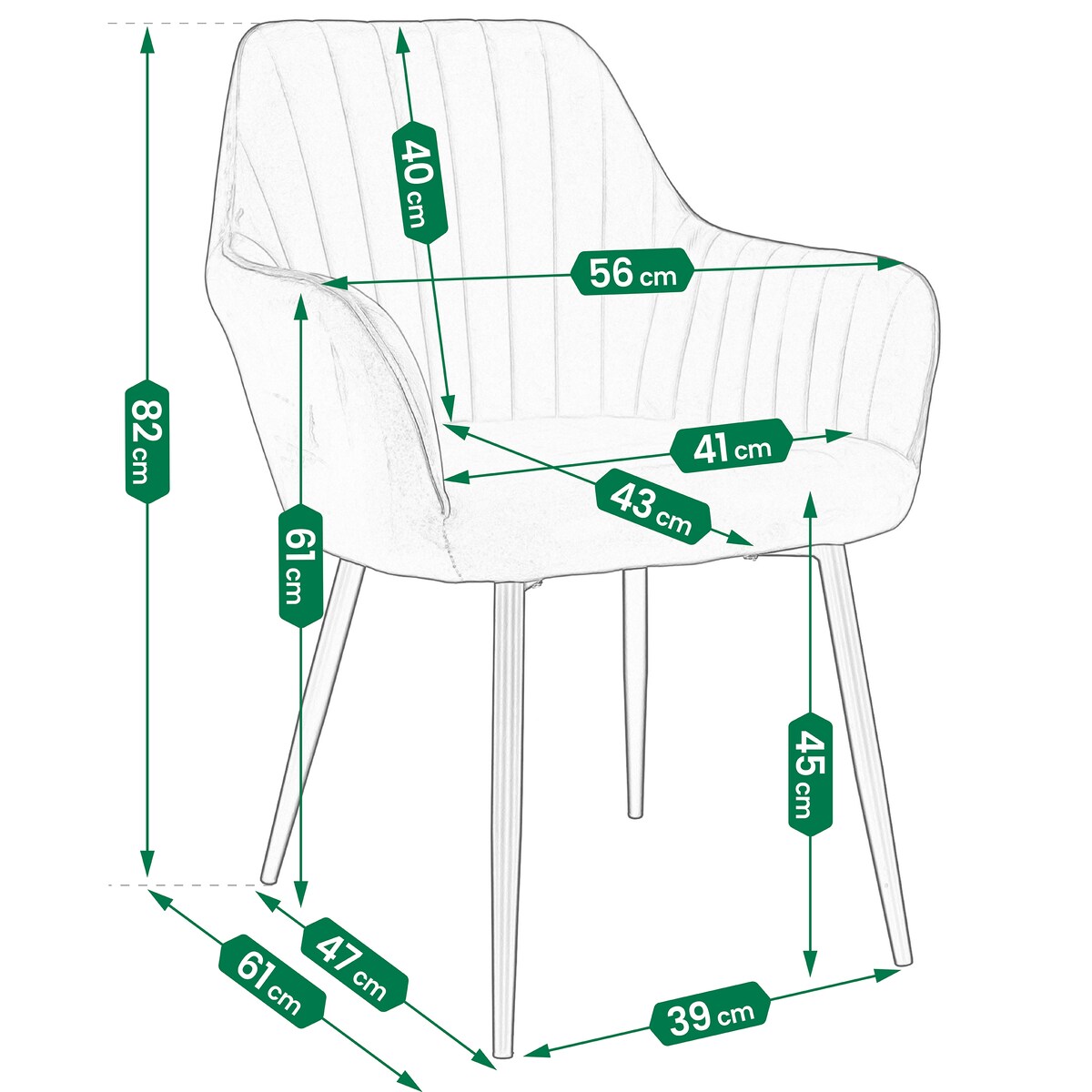 Krzesło welurowe CORA tapicerowane brązowe