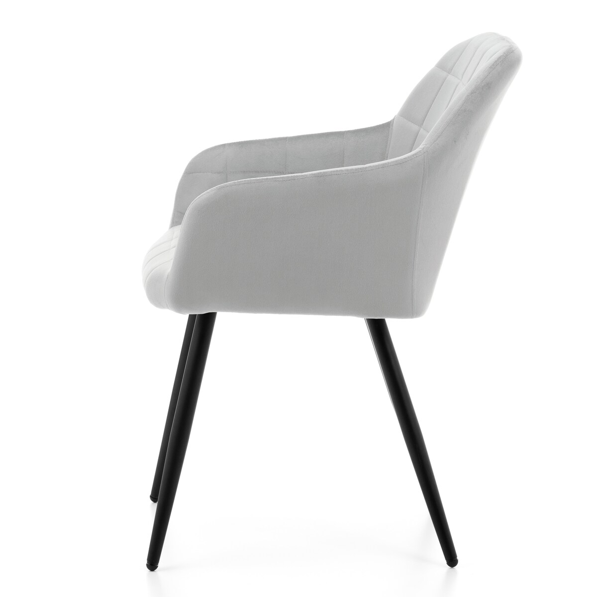 Krzesło tapicerowane pikowane welurowe do salonu jadalni ORTE jasnoszare