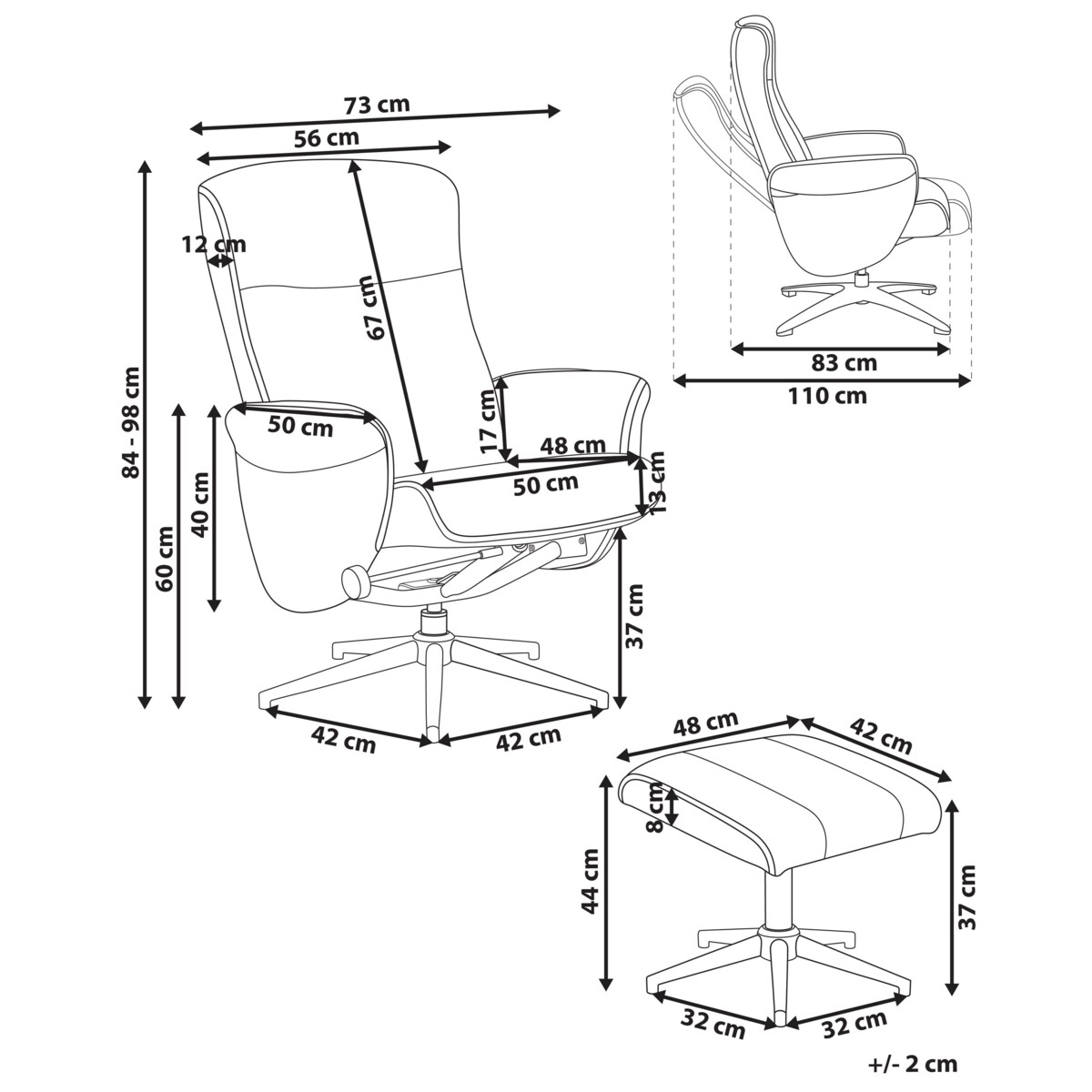 Rozkładany fotel JAPET Boucle Beżowy