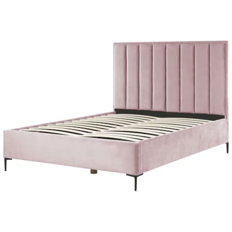 Łóżko z pojemnikiem welurowe 160 x 200 cm różowe SEZANNE