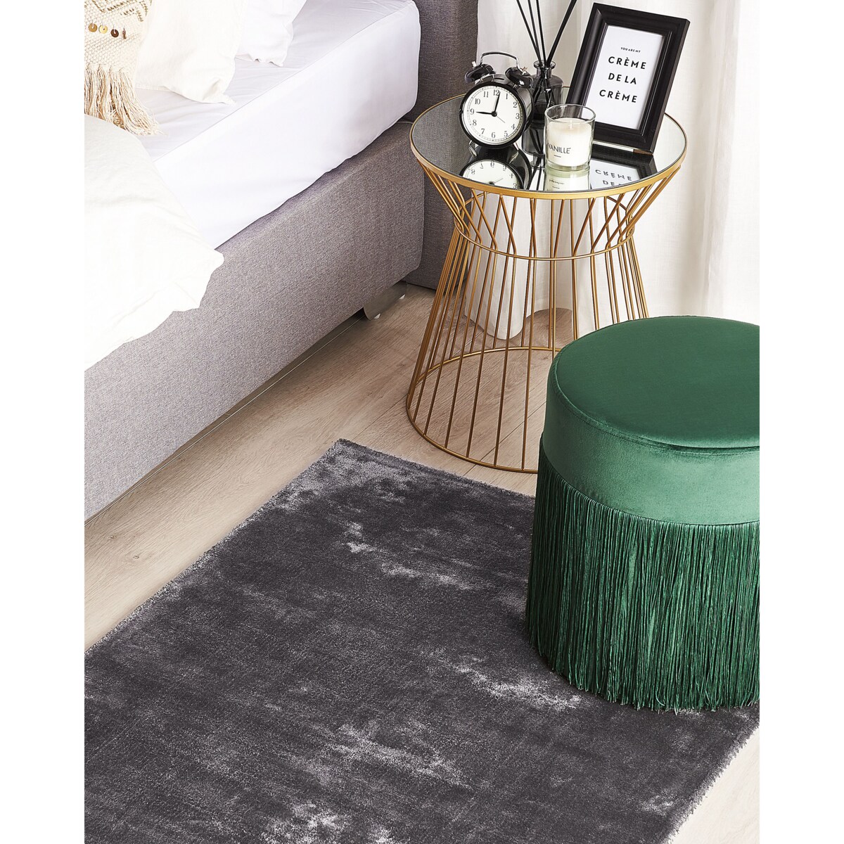 Dywan z wiskozy 80 x 150 cm ciemnoszary GESI II