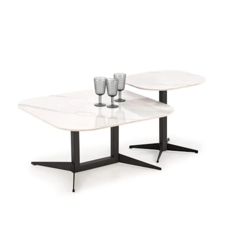 Ława BORNA 80x80 biały marmur/czarna