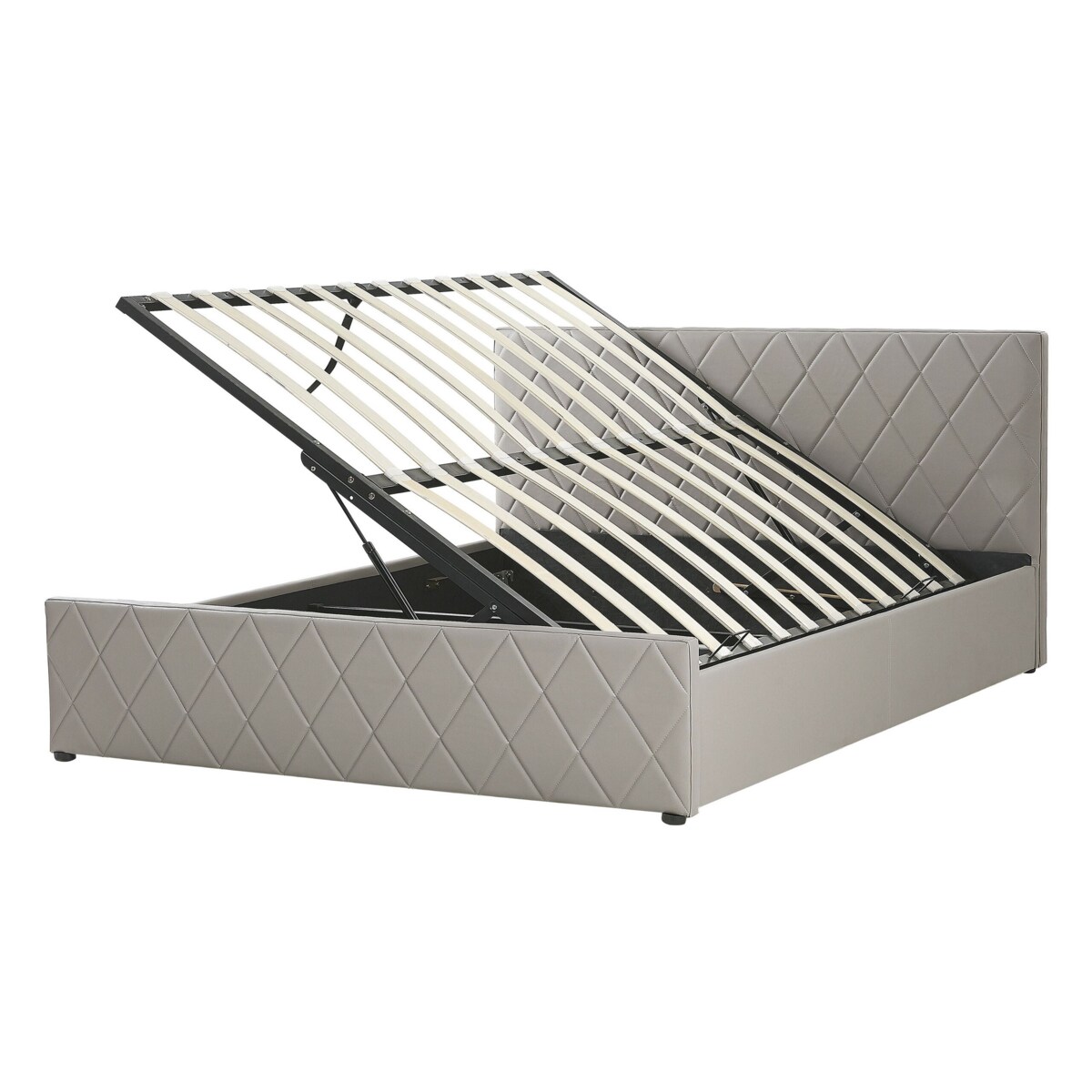 Łóżko z pojemnikiem ekoskóra 140 x 200 cm beżowoszare ROCHEFORT