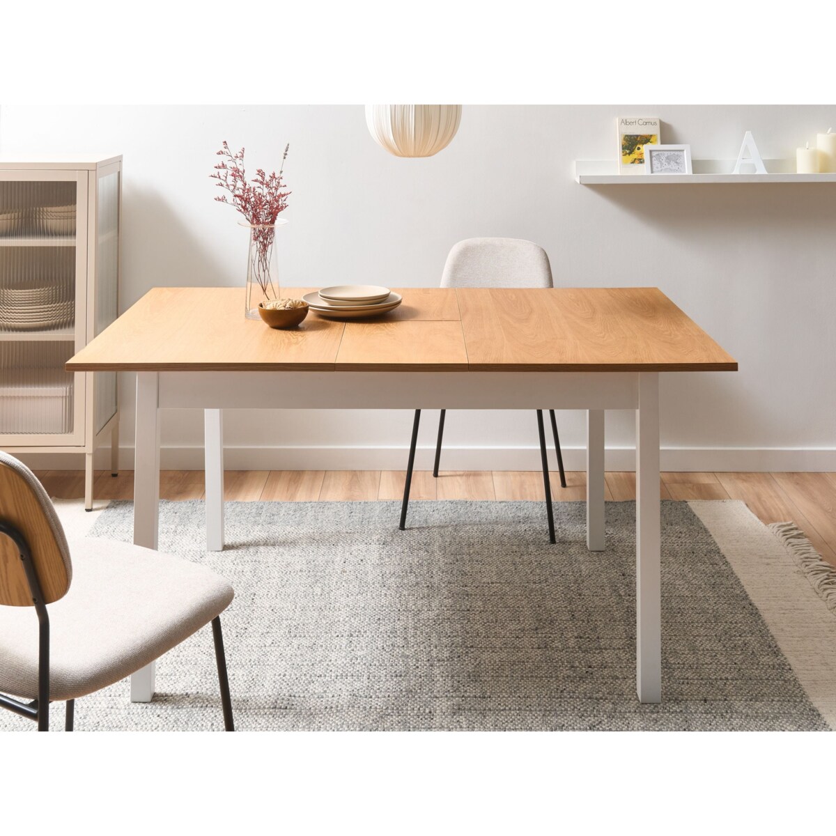 Stół do jadalni rozkładany HOUSTON Jasny brąz/ biały 120/150 cm 90 cm Drewno sosnowe