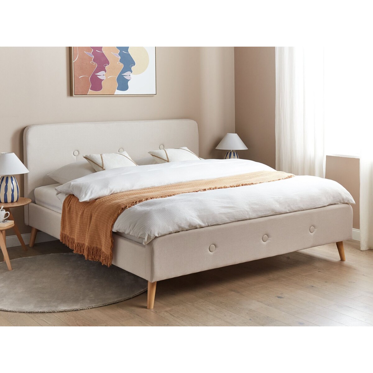 Łóżko tapicerowane 180 x 200 cm beżowe RENNES