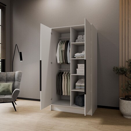 Szafa 100 gładka ORTO bez lustra z czarnymi uchwytami, biała