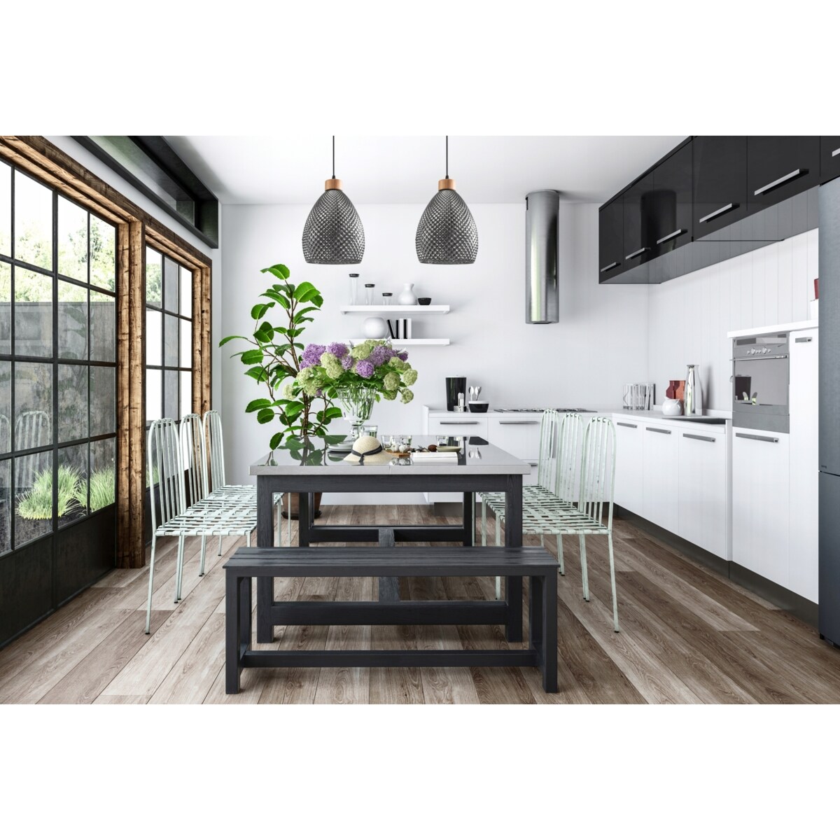 Lampa Wisząca Vintage Retro Black Szkło Drewno E27