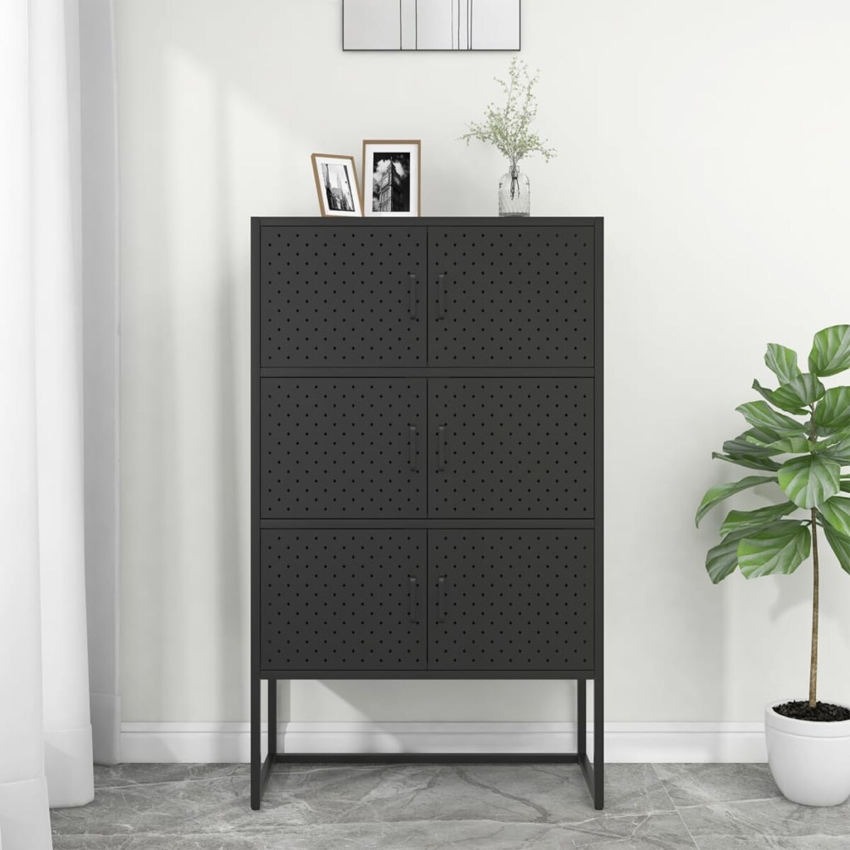 vidaXL Szafka, czarna, 80x35x135 cm, stal