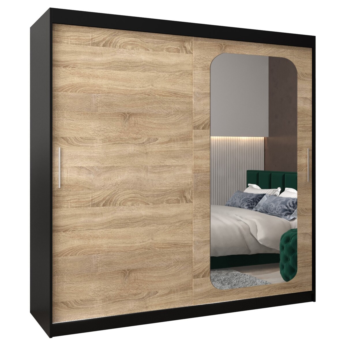 Szafa przesuwna Garderoba PROMO T2 200 czarny/sonoma