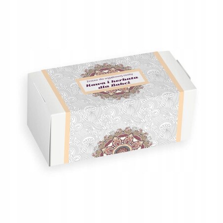 PREZENT UPOMINEK BOX DLA BABCI I DZIADKA - KAWA SMAKOWA HERBATA SYPANA PREMIUM KUBKI Z ZAPARZACZAMI I POKRYWKAMI - DUŻY ZESTAW KOSZ PREZENTOWY UPOMINKOWY