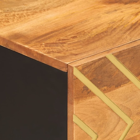 vidaXL Stolik kawowy, brązowo-czarny, 80x50x40 cm, lite drewno mango