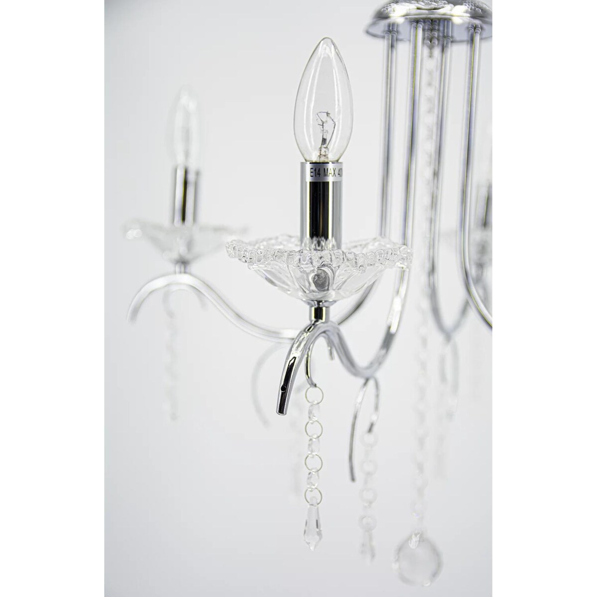 Pałacowy żyrandol świecznikowy 1870/4 8C z kryształkami chrom