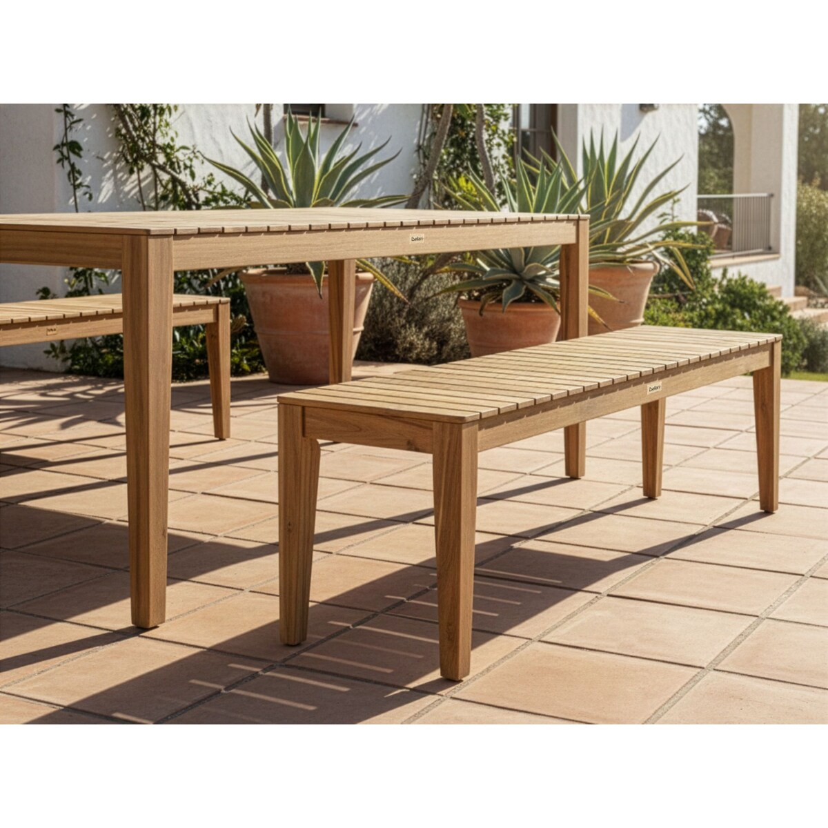 Zestaw ogrodowy z ławkami dla 6 osób CHIOGGIA Certyfikowane drewno akacjowe Jasnobrązowy