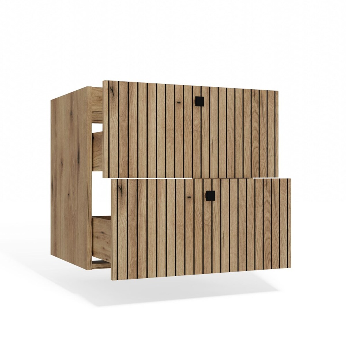 SZAFKA POD UMYWALKĘ TIGO 60 2S DĄB EVOKE 2 SZUFLADY RYFLOWANY FRONT WISZĄCA