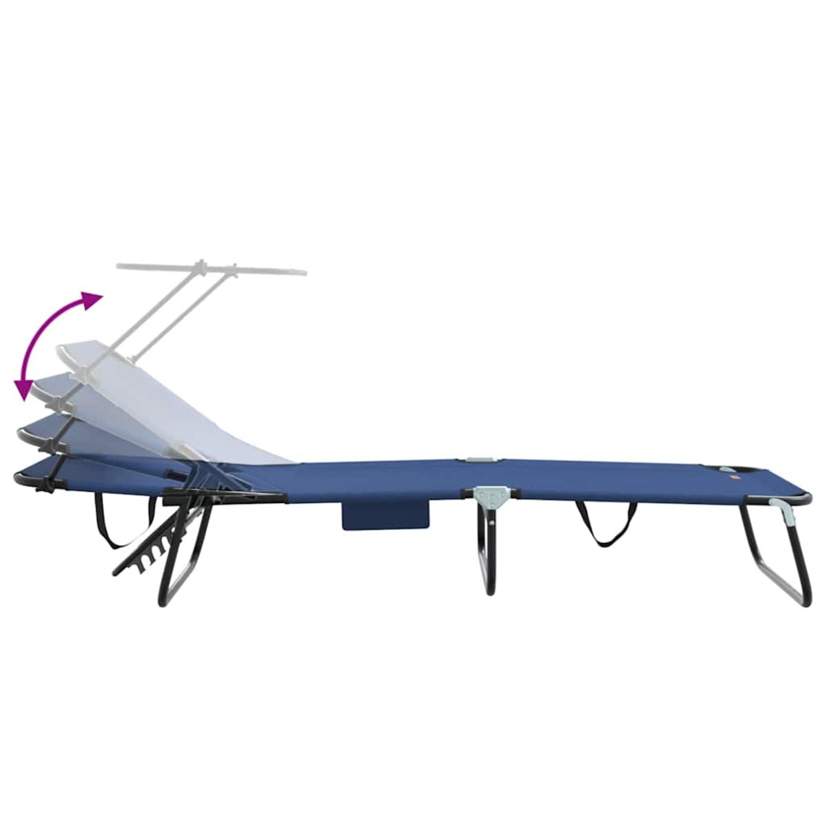 vidaXL Składany leżak z poduszką Niebieski 56 x 190 x 81cm tkanina