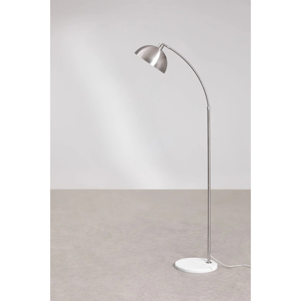 Lampa podłogowa srebrna z marmurem Delola