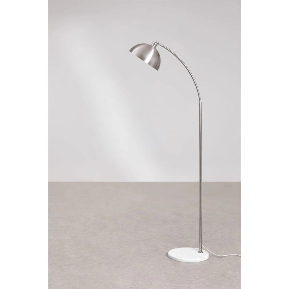 Lampa podłogowa srebrna z marmurem Delola