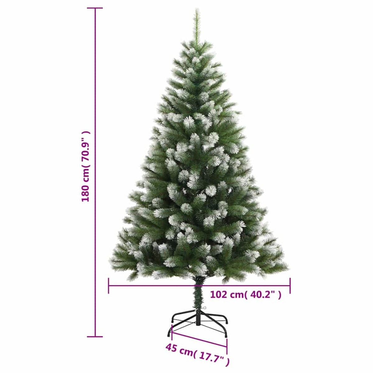 vidaXL Sztuczna choinka zawiasowa, ośnieżona, 180 cm