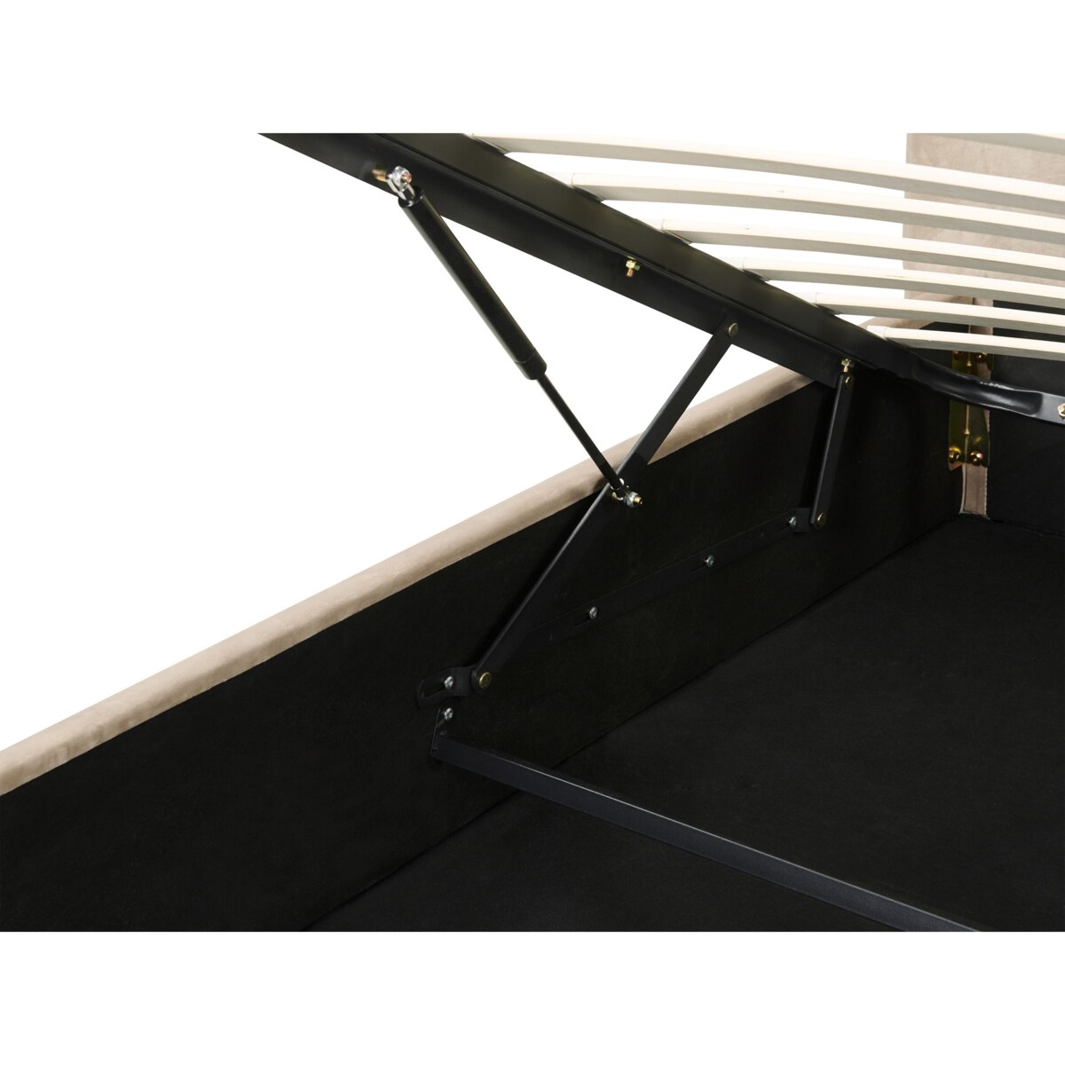 Łóżko z pojemnikiem welurowe 160 x 200 cm beżowoszare LAVAUR