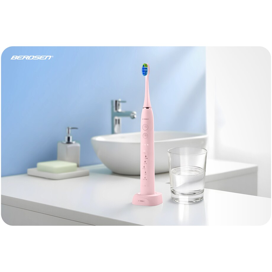Szczoteczka soniczna do zębów Berdsen Galaxy różowa + etui 322002