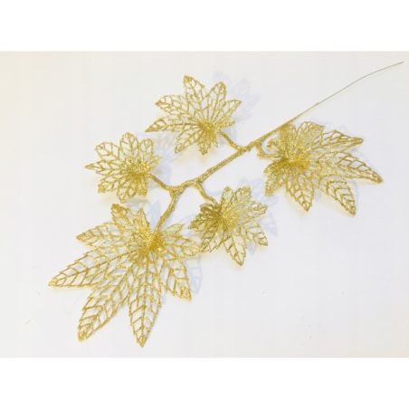 BROKATOWA GAŁĄZKA KWIAT ZŁOTY do dekoracji bukietu kompozycji święta stroik