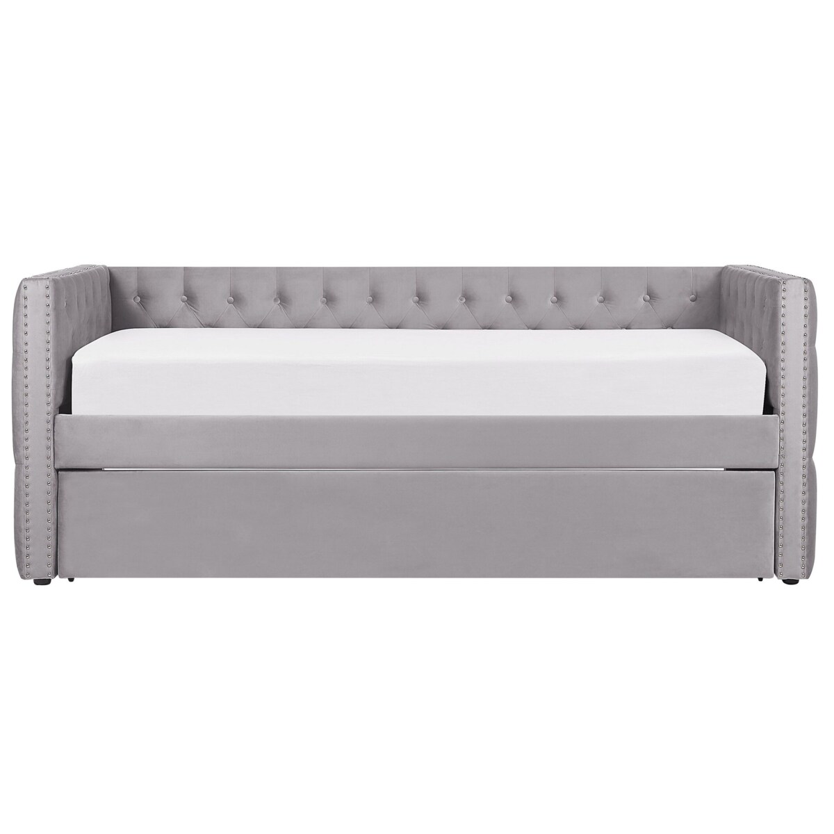 Łóżko wysuwane welurowe 90 x 200 cm szare GASSIN