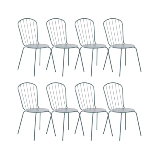 Zestaw 8 krzeseł ogrodowych metalowy jasnoniebieski CALVI