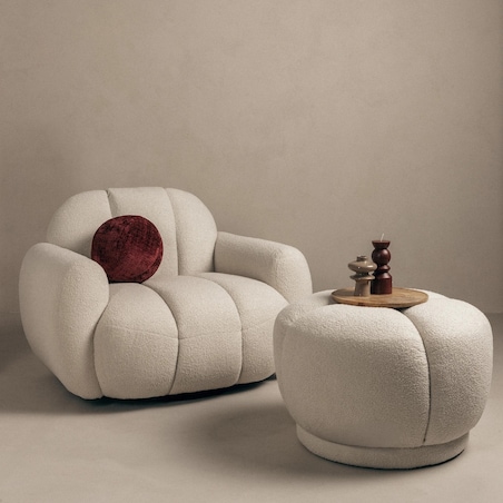 Fotel obrotowy 77x106x85 PALLASS bouclé jasnobeżowy