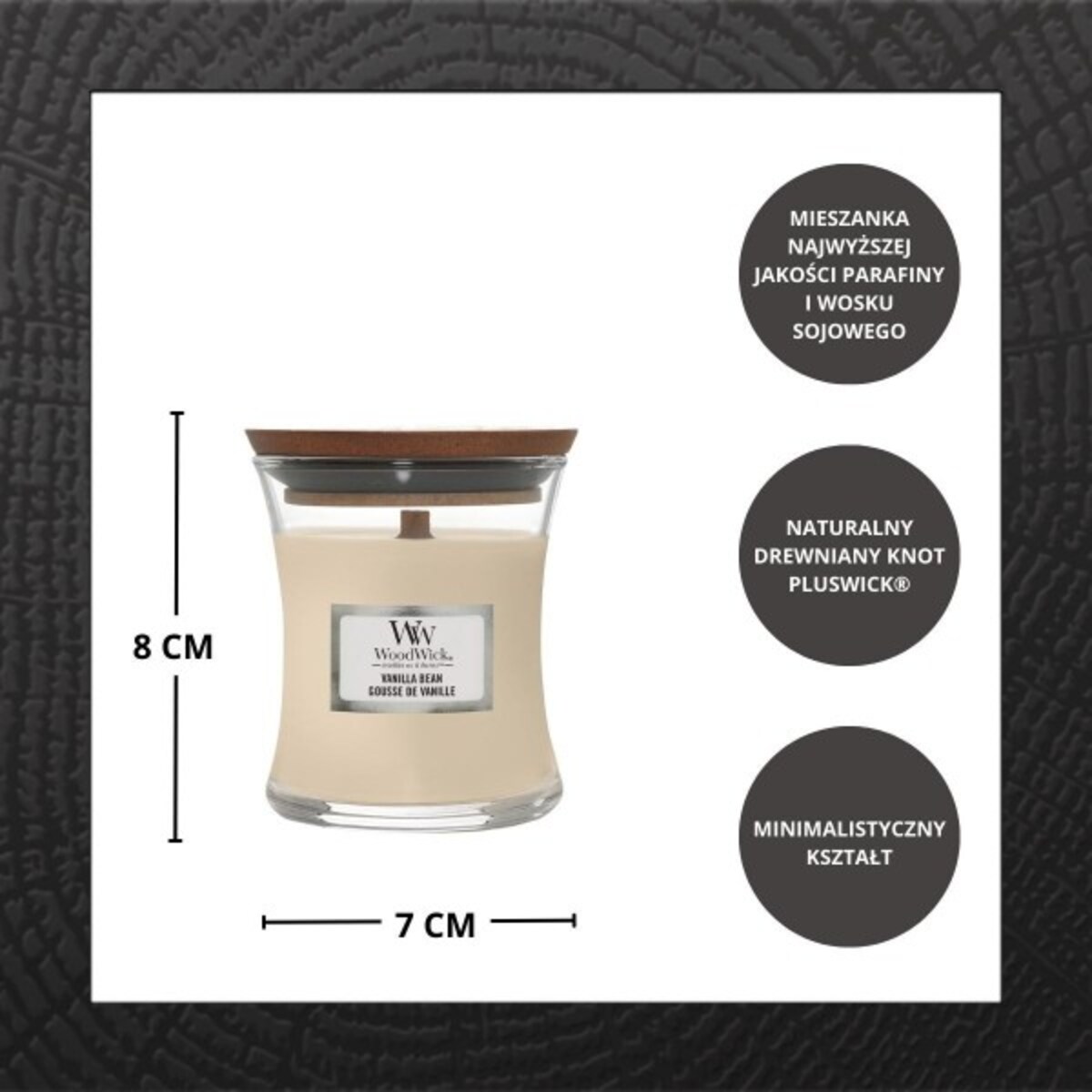 WoodWick świeca mała VANILLA BEAN