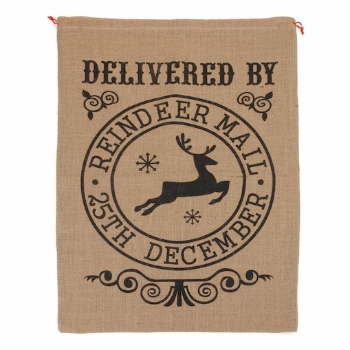 Worek jutowy na prezenty od Świętego Mikołaja, czarny