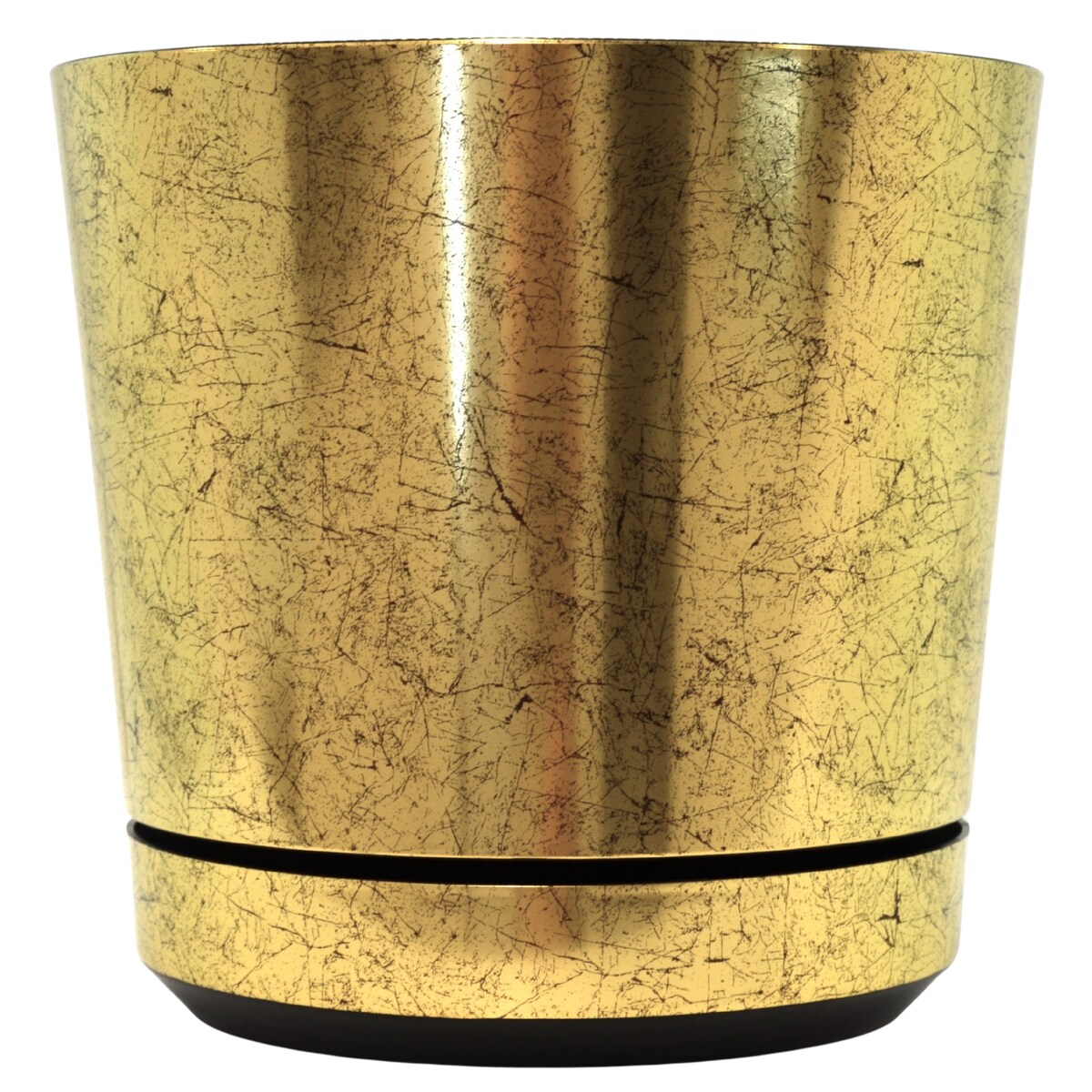 32 cm wzór STARE ZŁOTO Doniczka z podstawką klasyczna elegancka rustykalna postarzane złoto duża szeroka donica