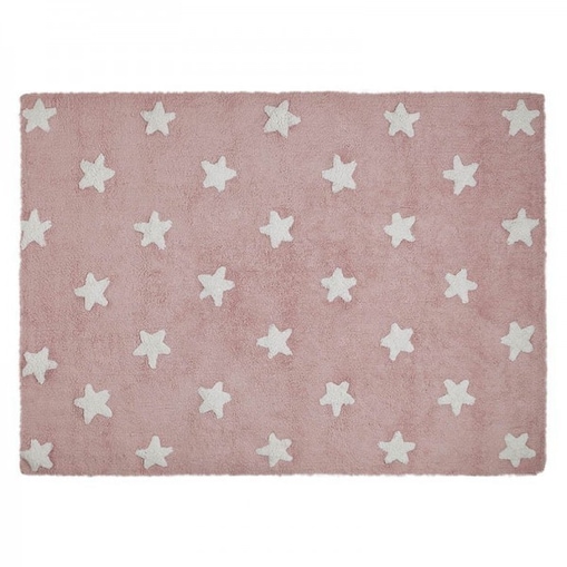 Dywan Bawełniany Pink Stars White 120x160 cm Lorena Canals