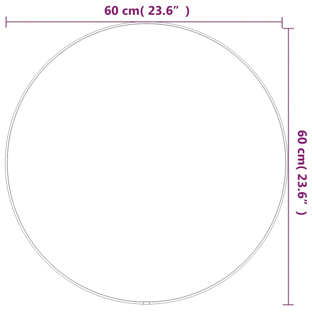 vidaXL Lustro ścienne, srebrne, Ø 60 cm, okrągłe