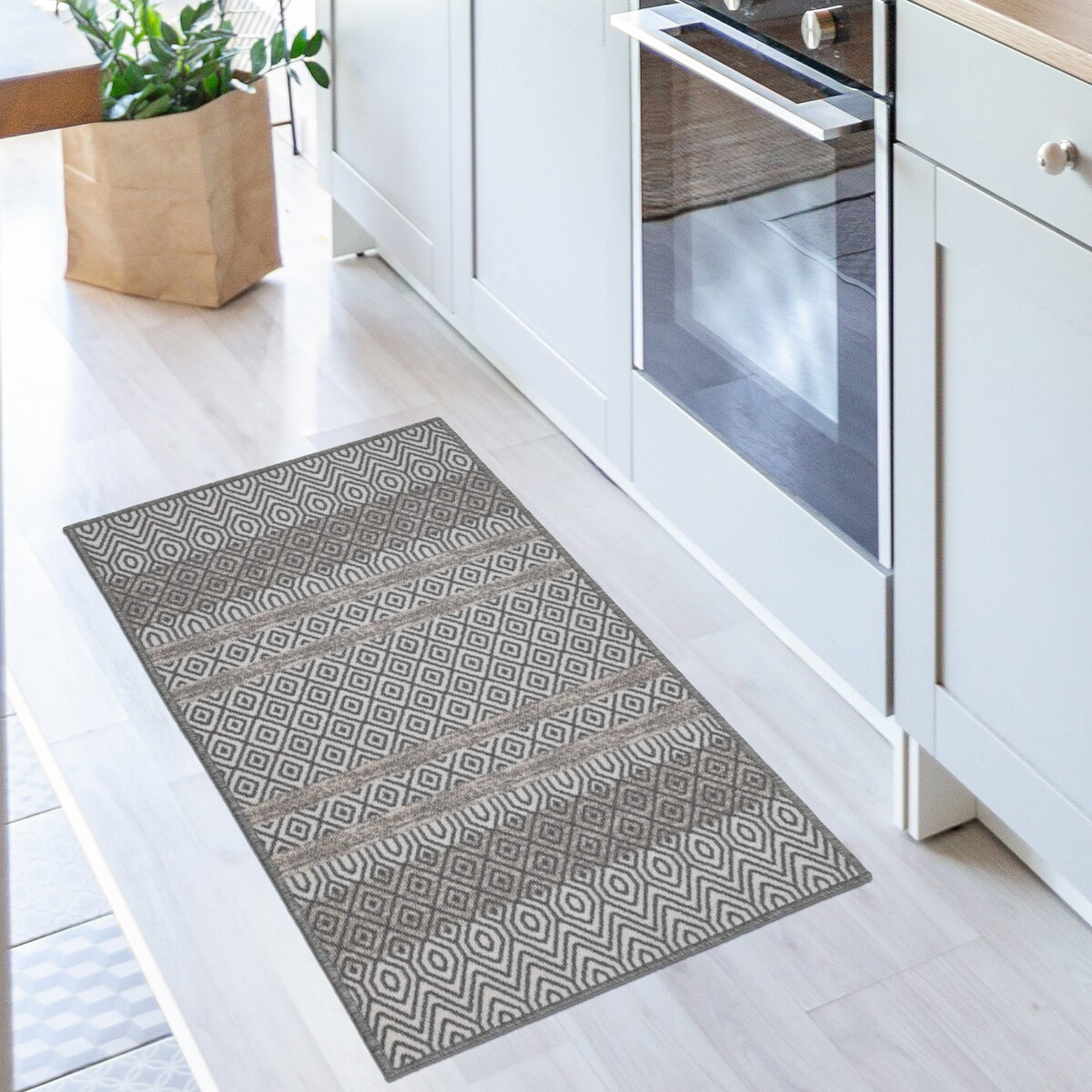 Chodnik Antypoślizgowy Vita 60x100 cm Geometryczny Szary