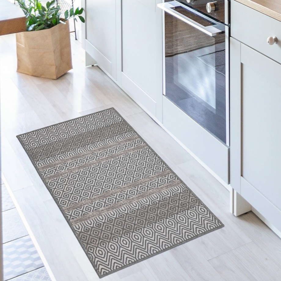 Chodnik Antypoślizgowy Vita 60x100 cm Geometryczny Szary