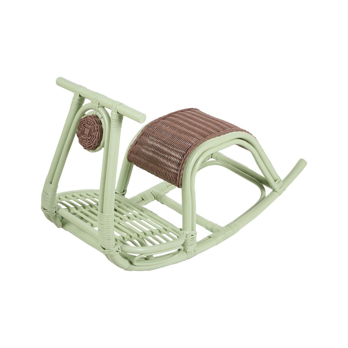 Rattanowy bujak na biegunach jasnozielony ASPRIA