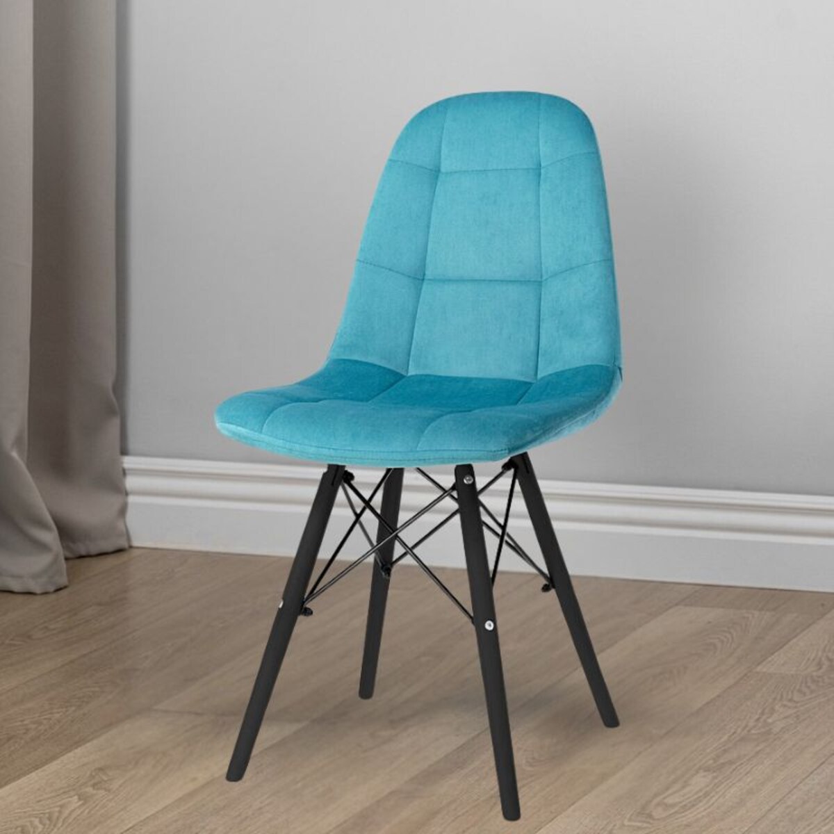 Krzesło Tapicerowane Welurowe Do Jadalni Salonu Pikowane Skandynawskie