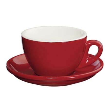 Filiżanka ze spodkiem do cappuccino (czerwona) Roma Cilio