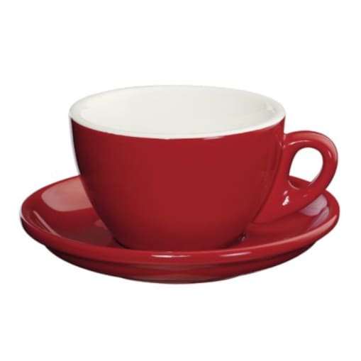 Filiżanka ze spodkiem do cappuccino (czerwona) Roma Cilio