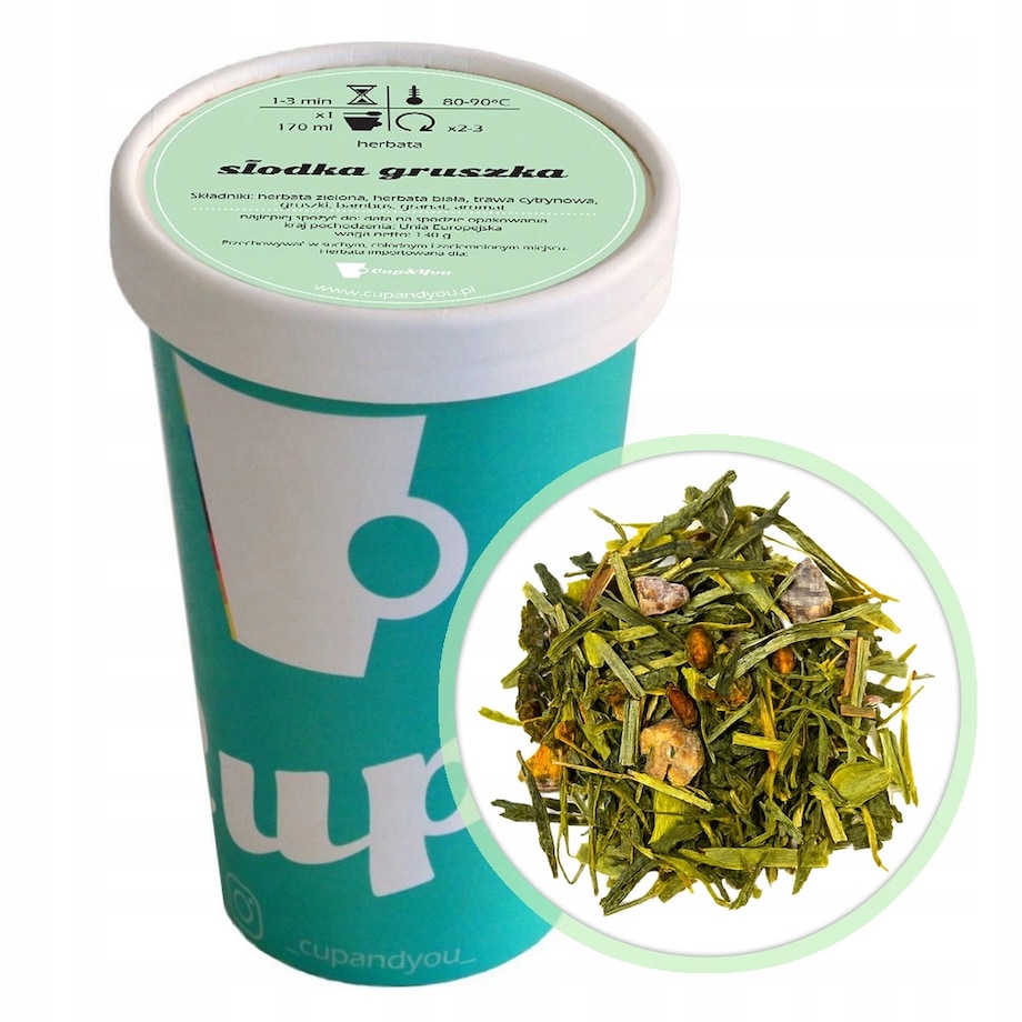 Herbata zielona SŁODKA GRUSZKA jabłka gruszki trawa cytrynowa bambus 130g - herbata liściasta sypana mieszanka napar susz
