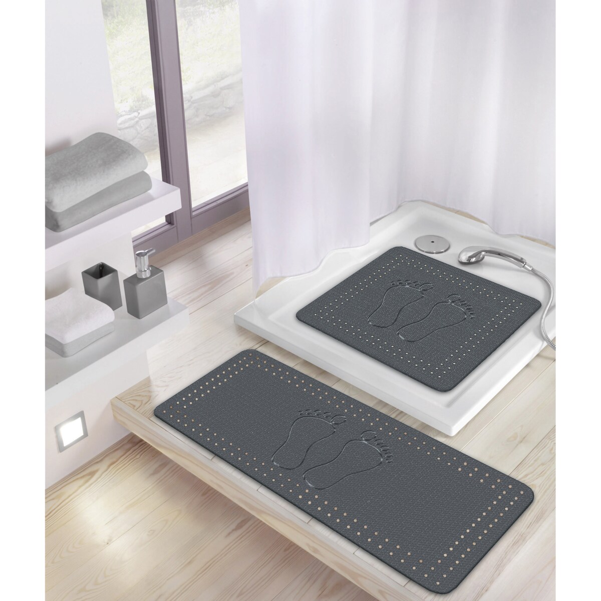 Kleine Wolke Foot Mata bezpieczeństwa do wanny ciemny szary 36x 72 cm naturalny kauczuk