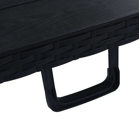 vidaXL Składany stolik, czarny 180x75x72 cm, HDPE, imitacja rattanu