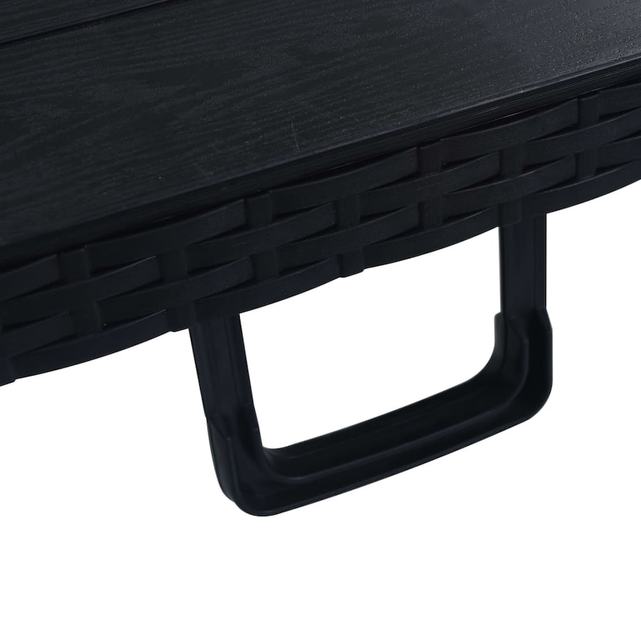 vidaXL Składany stolik, czarny 180x75x72 cm, HDPE, imitacja rattanu
